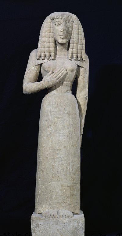 Female Statue, Known as the Auxerre Goddess, c.640-630 BC by Greek